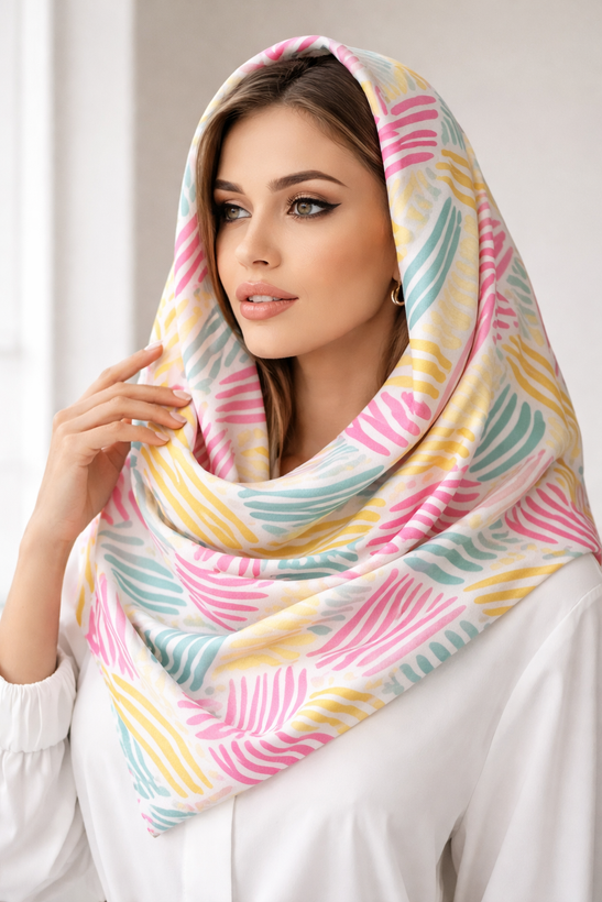 روسری ساتن مجلسی بزرگ زنانه