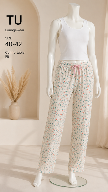 شلوار راحتی زنانه گلدار TU سایز 40/42