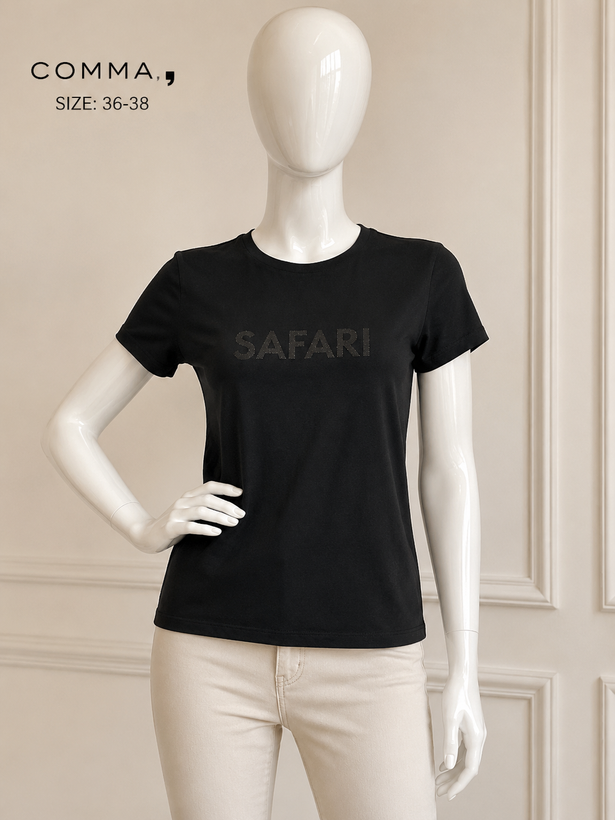 تیشرت زنانه مشکی COMMA مدل Safari سایز ۳۸/۴۰