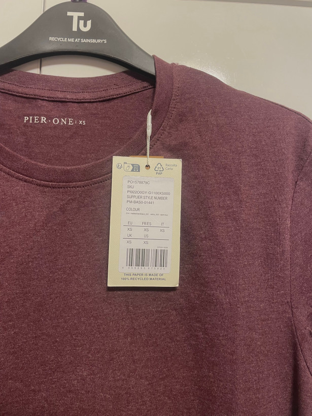 تیشرت زنانه آستین کوتاه PIER ONE رنگ زرشکی سایز ۳۸