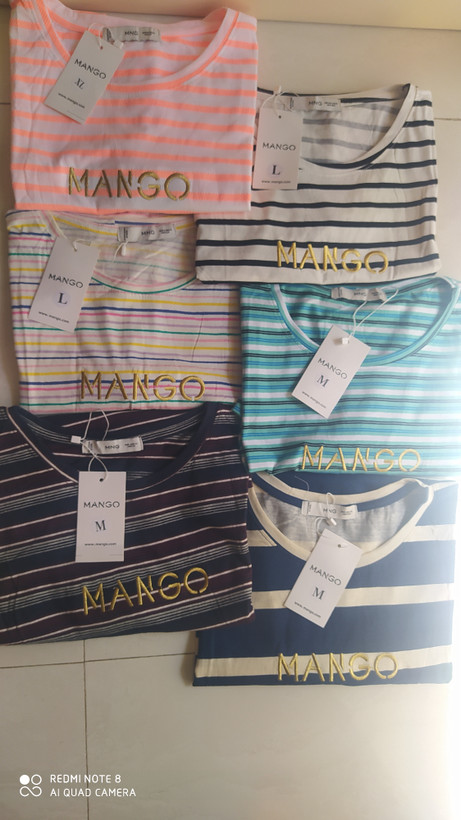 تیشرت زنانه راهراه MANGO مدل اسپرت تولید بنگلادش