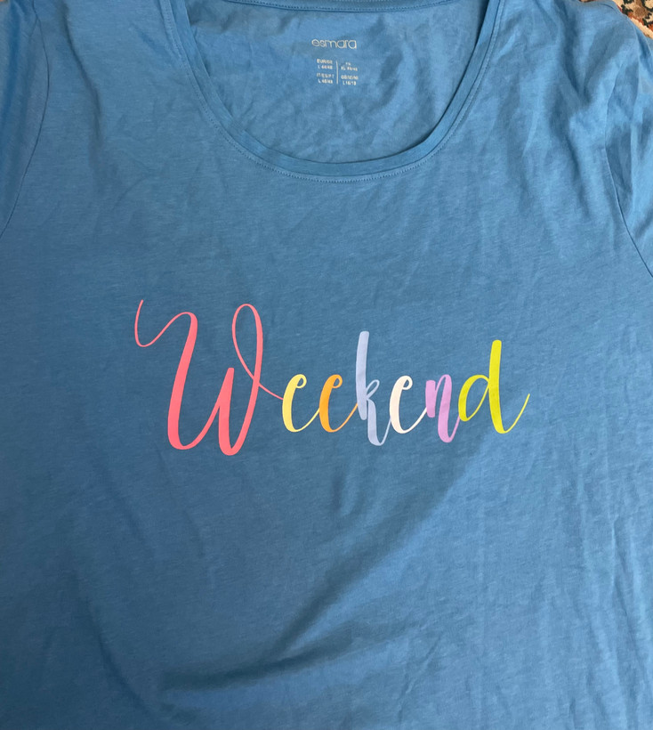 ست راحتی زنانه اسمارا آبی طرح Weekend سایز ۴۴/۴۶